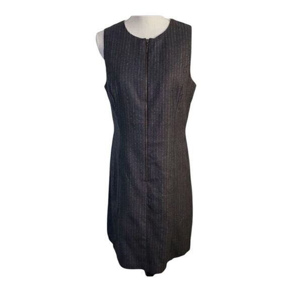 Vintage Rafaella Grey Wool Zipper Front Sheath Dress Size 10 Sleeveless Formal - Picture 12 of 12